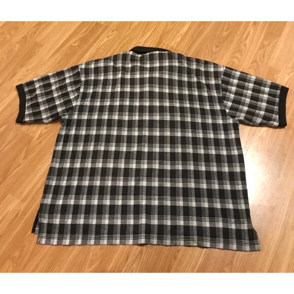 Chicago Blackhawks Polo Plaid Black & White Men's XXL Shirt Lee Sport Retro - Picture 6 of 10